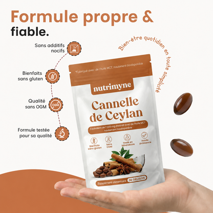 Cannelle de Ceylan équivalent 7200 mg avec huile TCM