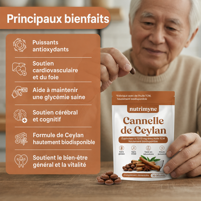 Cannelle de Ceylan équivalent 7200 mg avec huile TCM
